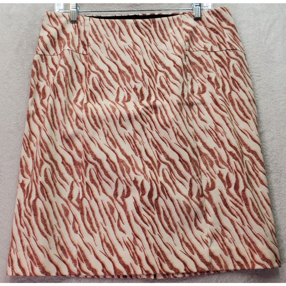 Lyssé Pencil Skirts Women's Medium Cream Brick Geo Print Viscose Elastic Waist - Picture 1 of 8